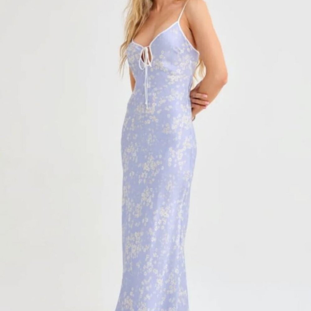 Rumored Baby Blue Floral Maxi Dress